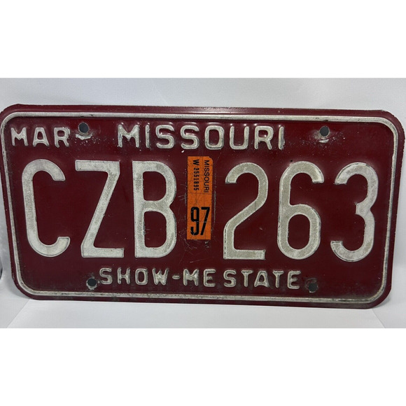 1997‎ VTG Missouri Show-Me State License Plate CZB263 Man Cave Garage Restaurant - Picture 1 of 5